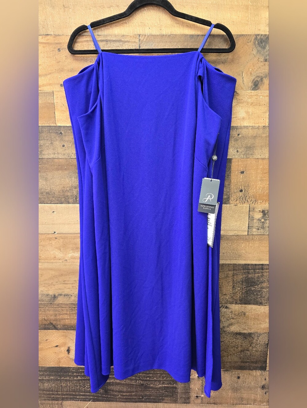 Adrianna Papell Royal Blue Off Shoulder Cape Dress Size 16W - Picture 13 of 13